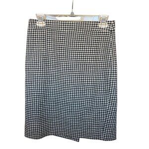 J.Crew Womens Houndstooth Pencil Skirt Size 2 Laine & Nylon Dry Clean Only